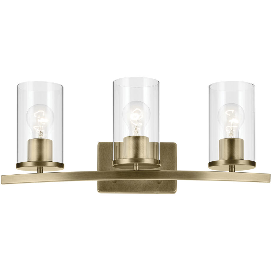 Crosby 3 Light 23 inch Natural Brass Bath Light Wall Light