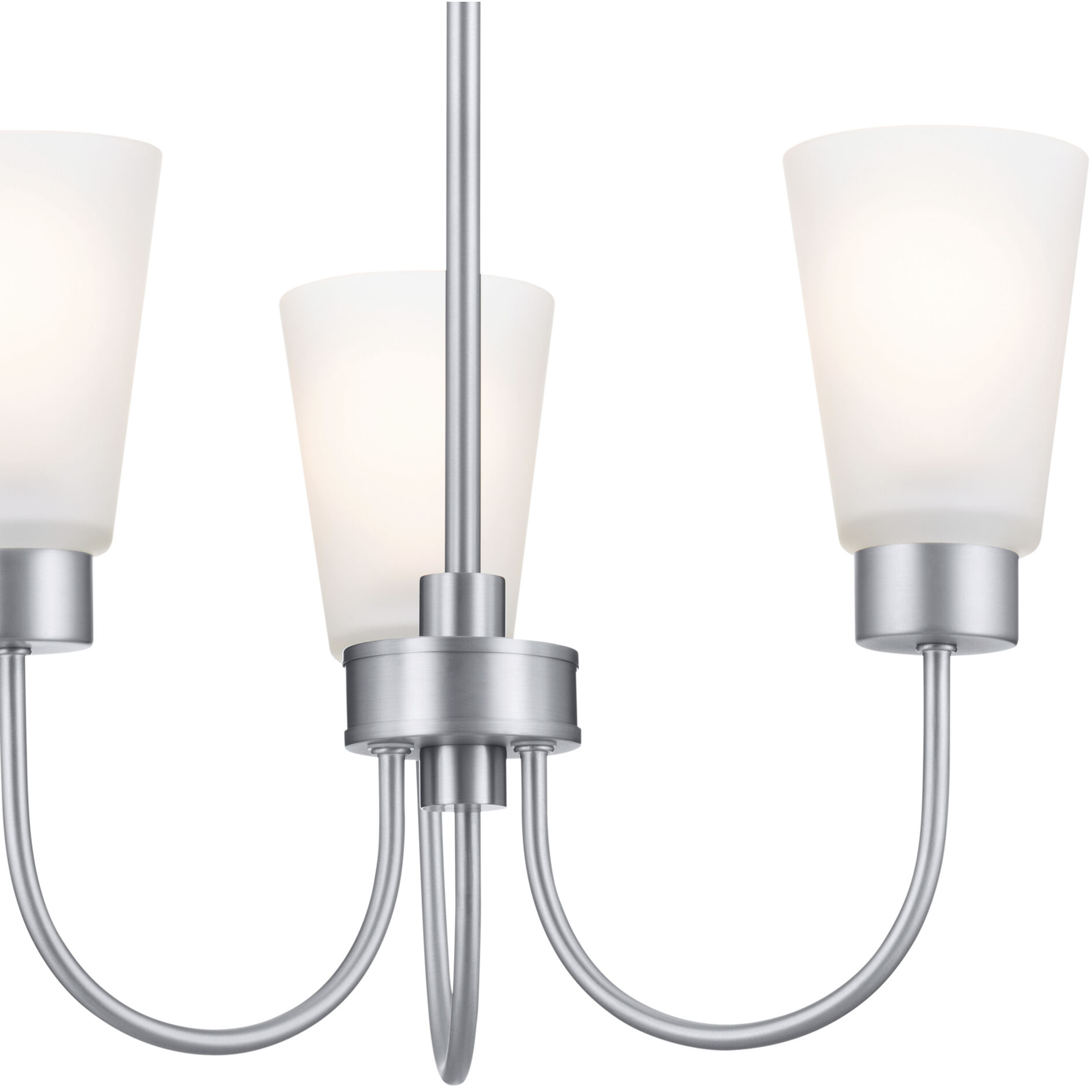 Erma 3 Light Brushed Nickel Chandelier Ceiling Light, Small, 1 Tier