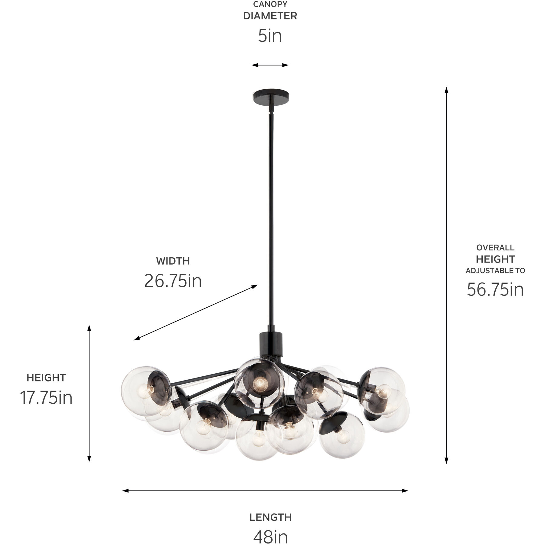 Kichler 52703BK Silvarious 12 Light 26.75 inch Black