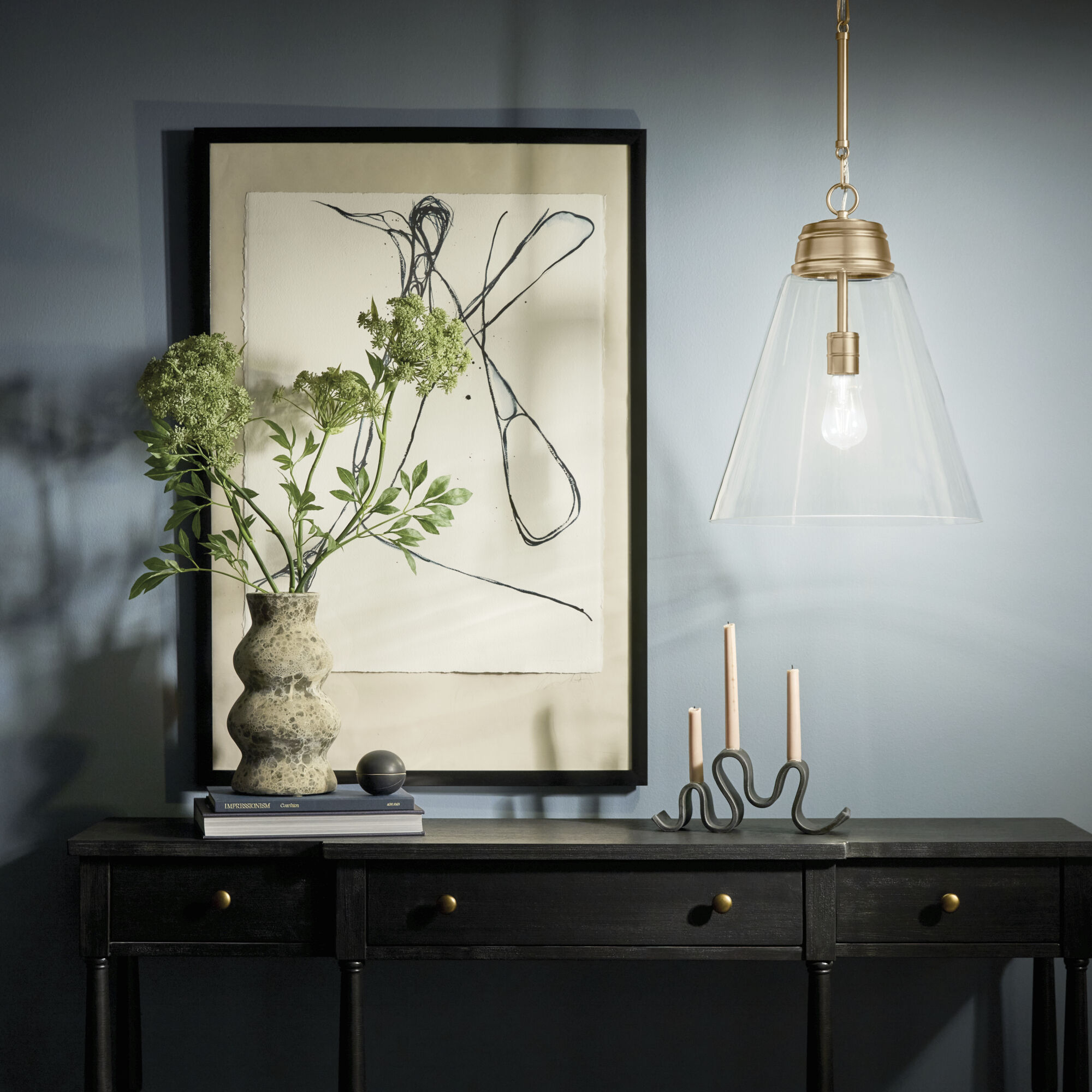 Marsailli 1 Light Champagne Bronze Pendant Ceiling Light, Large