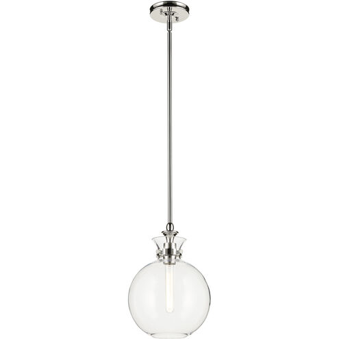 Laria 1 Light Polished Nickel Pendant Ceiling Light in Clear