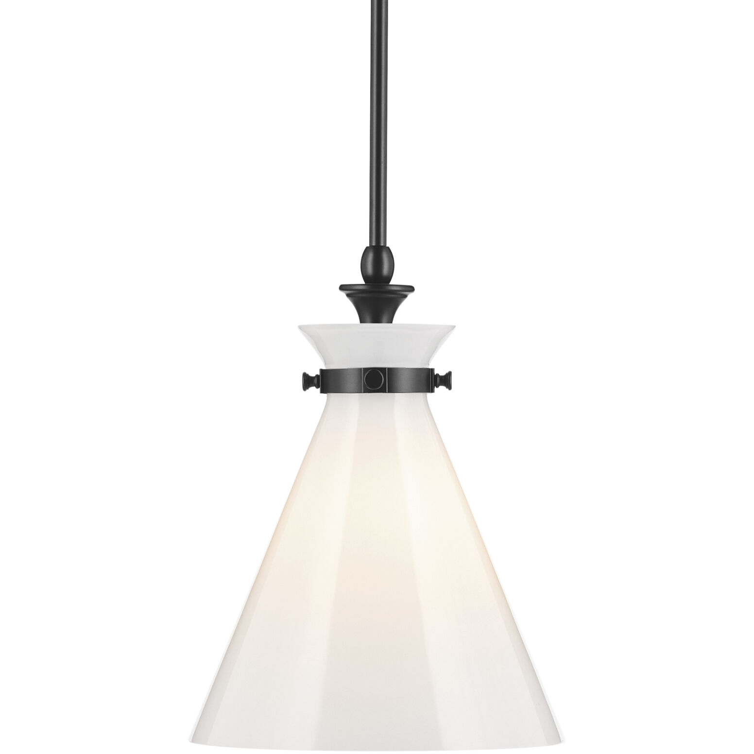 Laria 1 Light Black Pendant Ceiling Light in Opal