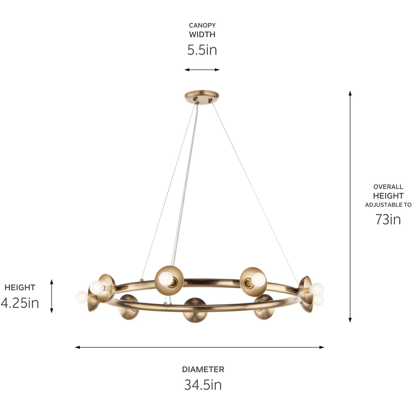 Palta 9 Light Champagne Bronze Chandelier Ceiling Light, 1 Tier, Medium