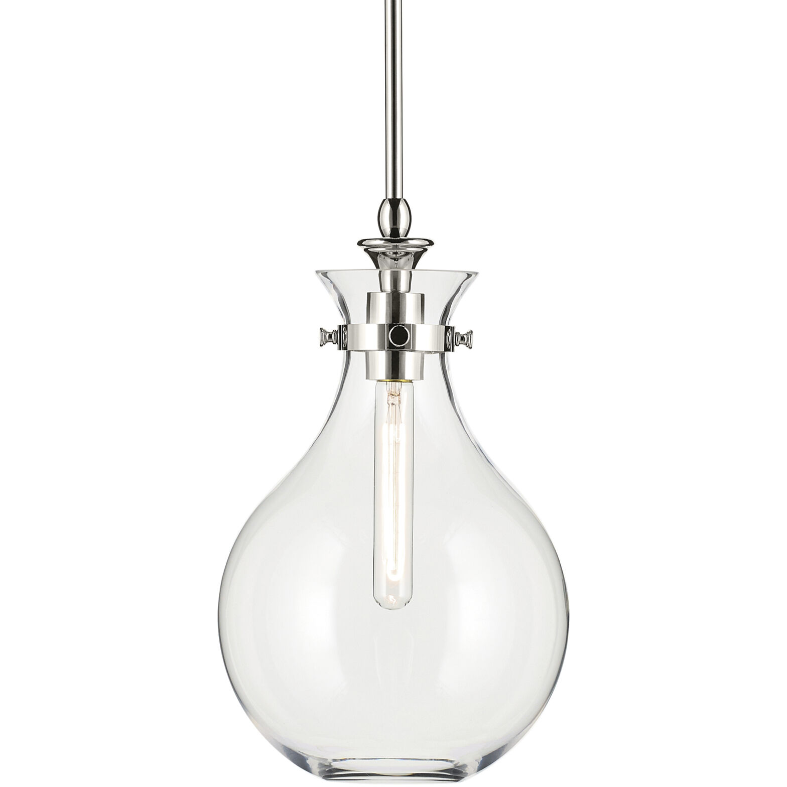 Laria 1 Light Polished Nickel Pendant Ceiling Light in Clear