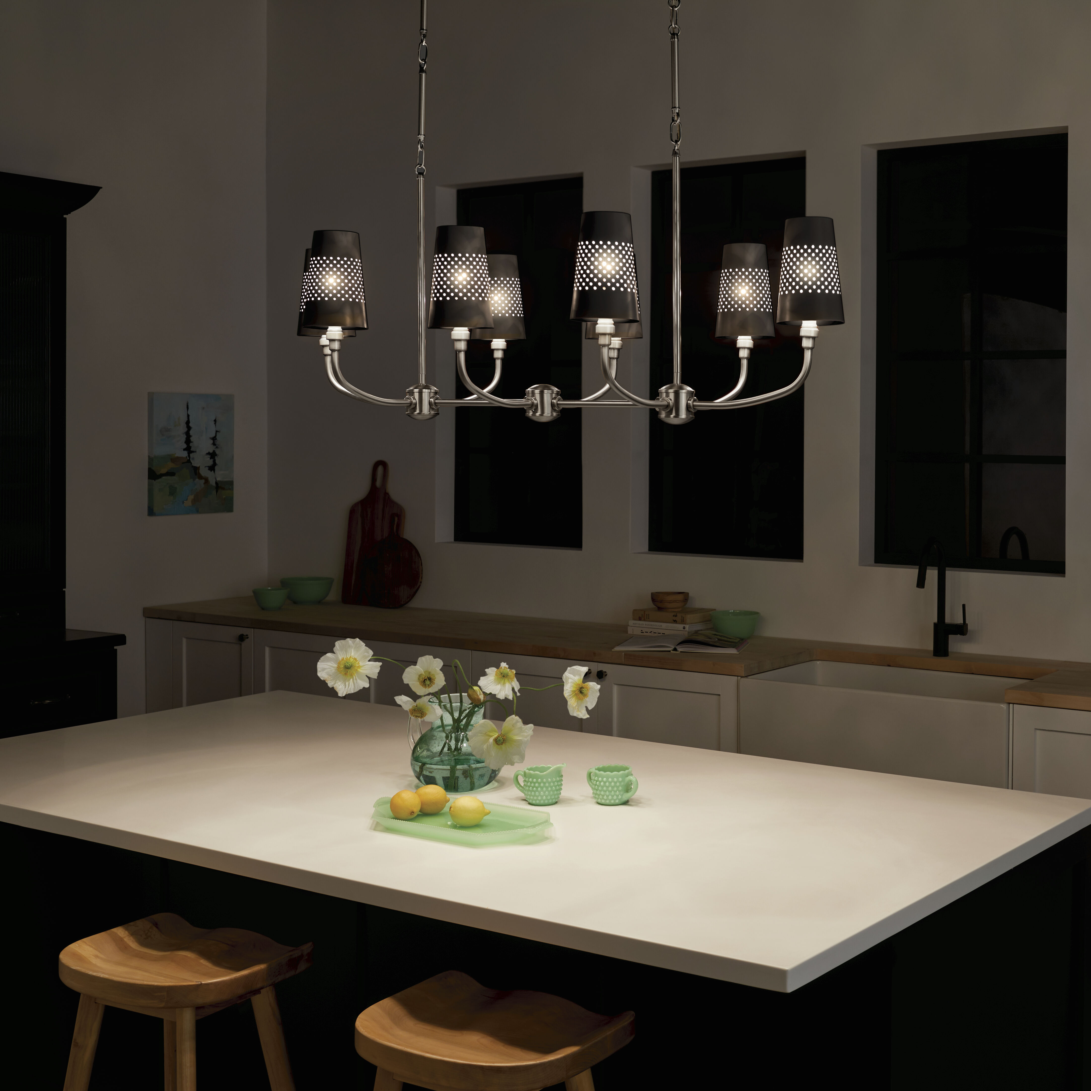 Adeena 8 Light 20.75 inch Classic Pewter Chandelier Linear Ceiling Light