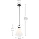 Laria 1 Light Black Pendant Ceiling Light in Opal