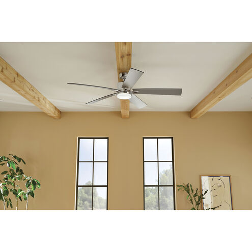 Lucian 60 inch Polished Nickel with Black/Silver Blades Ceiling Fan