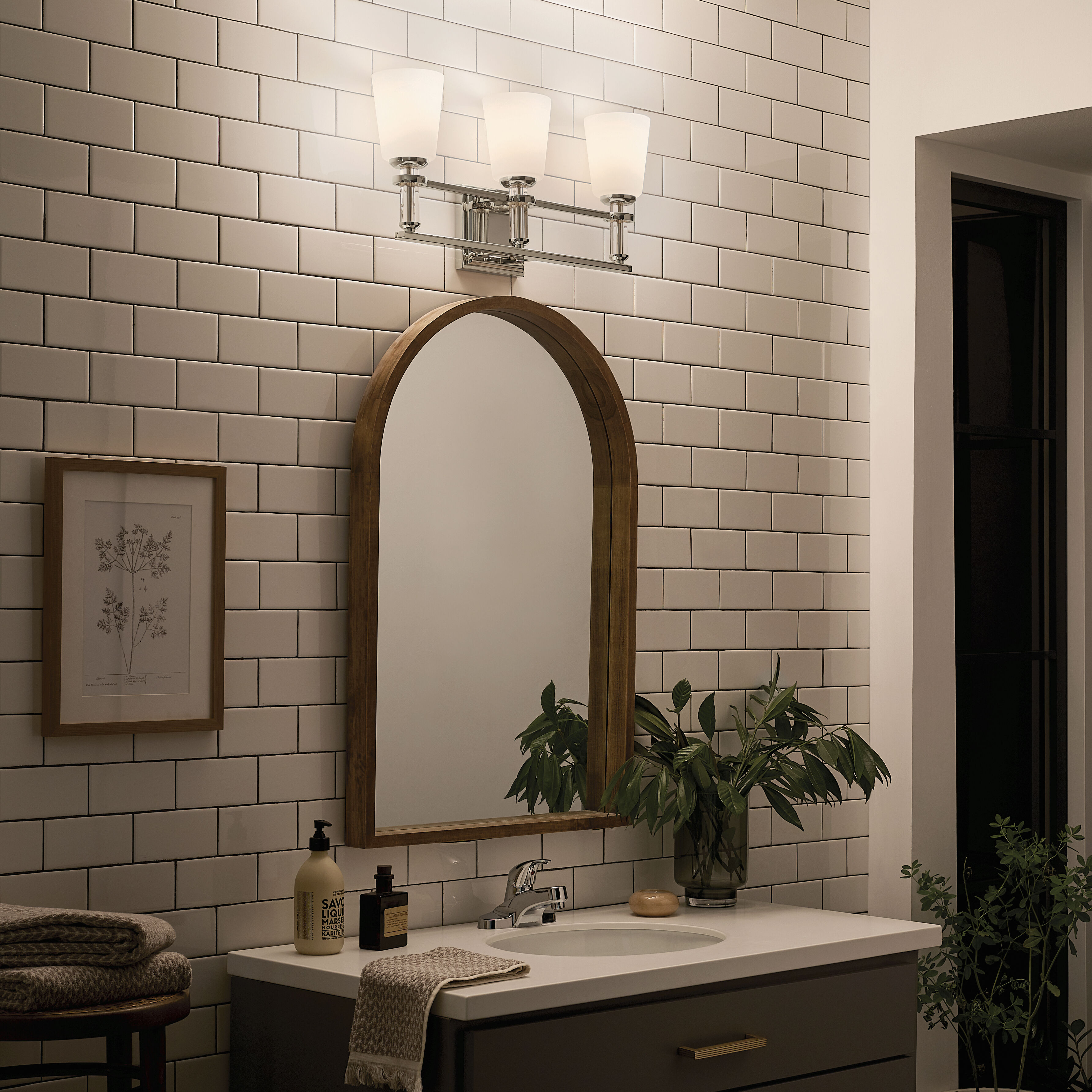 Rosalind 3 Light 23.75 inch Polished Nickel Bath Vanity Light Wall Light