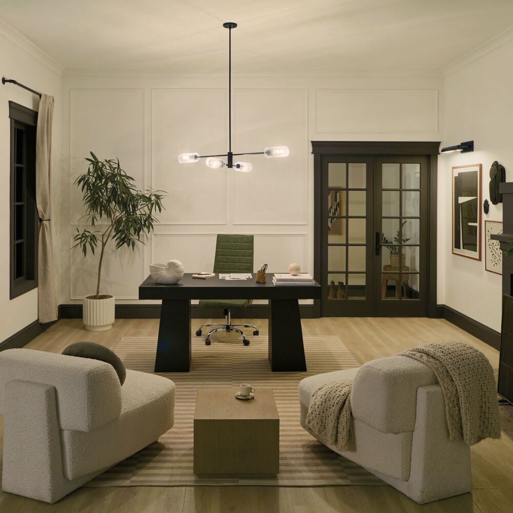 Velestino 4 Light 5.25 inch Black Chandelier Linear Ceiling Light