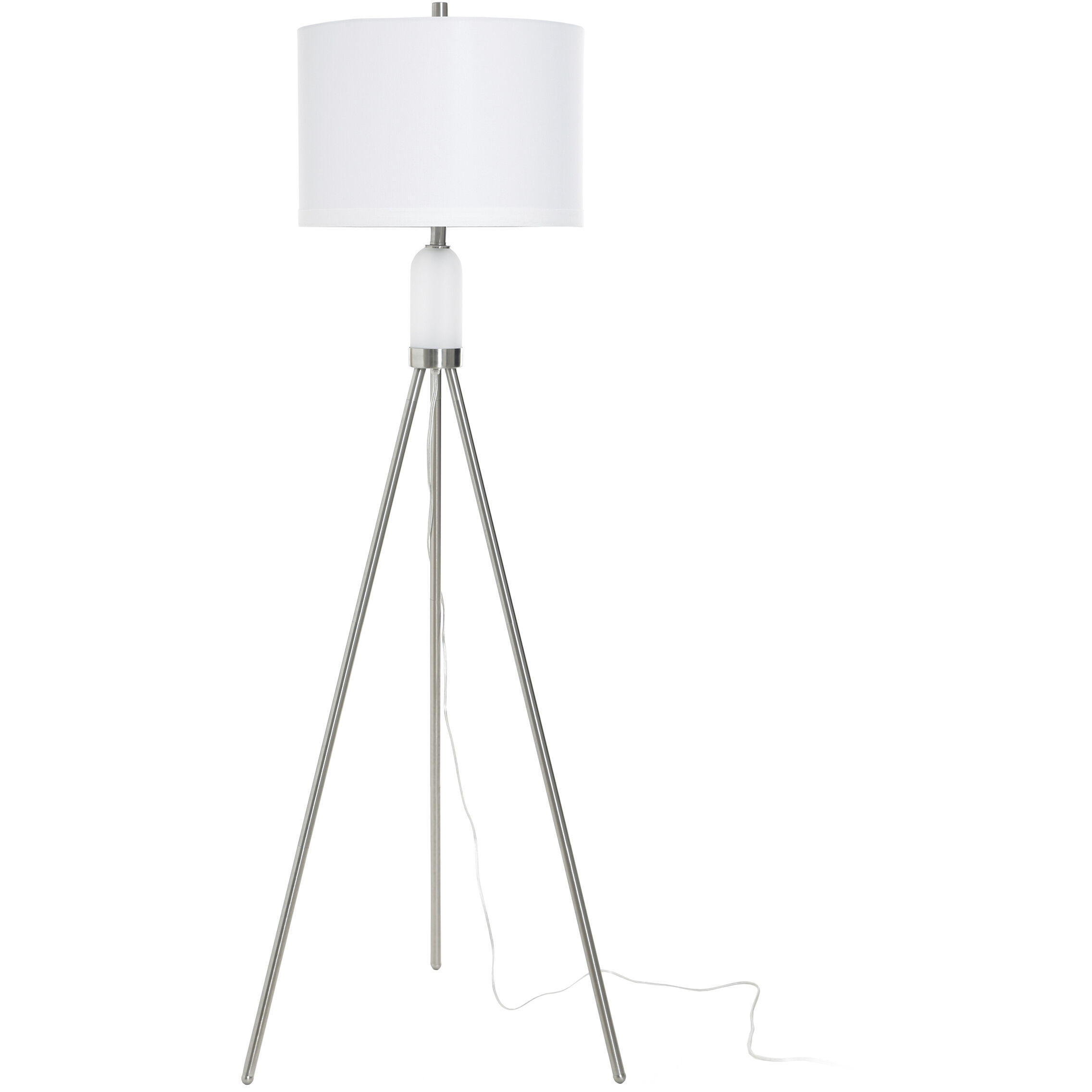 Orion 63.25 inch 100 watt Brushed Nickel and White Floor Lamp Portable Light