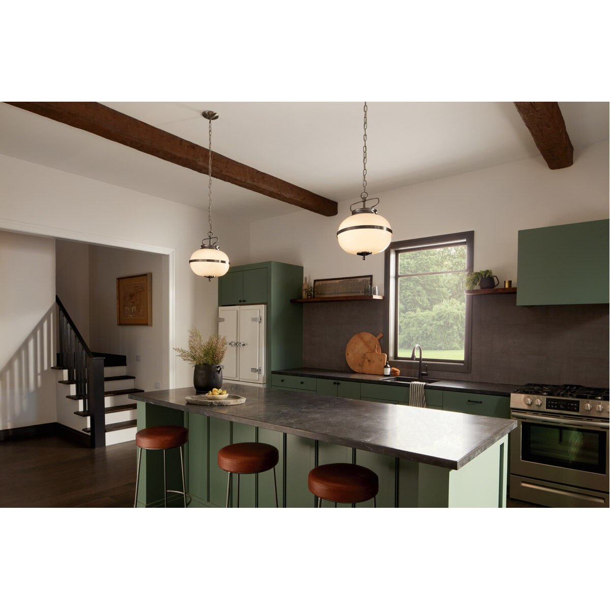 Homestead Opal 2 Light 12.25 inch Classic Pewter Pendant Ceiling Light