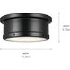 Serca 2 Light 14.25 inch Black Flush Mount Ceiling Light