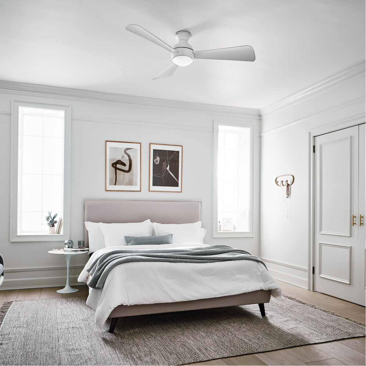 Sola 54 inch Matte White Ceiling Fan