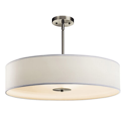 Independence 3 Light 24 inch Brushed Nickel Pendant/Semi Flush Ceiling Light in Satin Etched Tempered