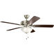 Basics Pro Select 52 inch Brushed Nickel with Walnut Blades Ceiling Fan