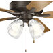 Basics Pro Premier 52 inch Satin Natural Bronze with Cherry Blades Ceiling Fan in 2700K, Clear Seeded