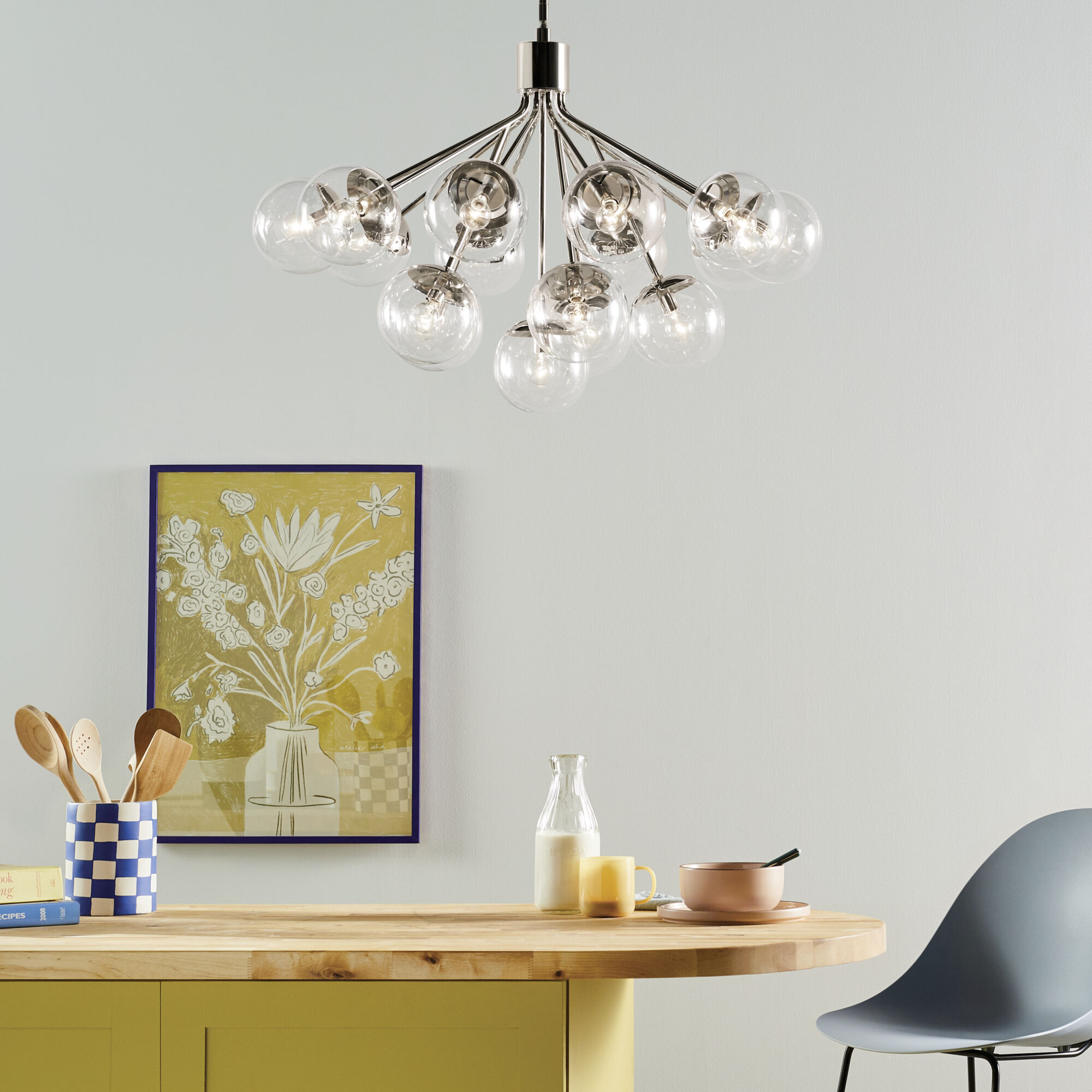 Silvarious 16 Light Polished Nickel Chandelier/Semi Flush Ceiling Light