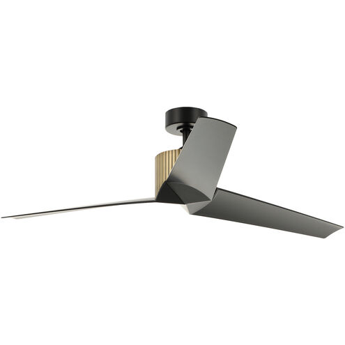 Almere 56 inch Brushed Natural Brass with Satin Black Blades Ceiling Fan