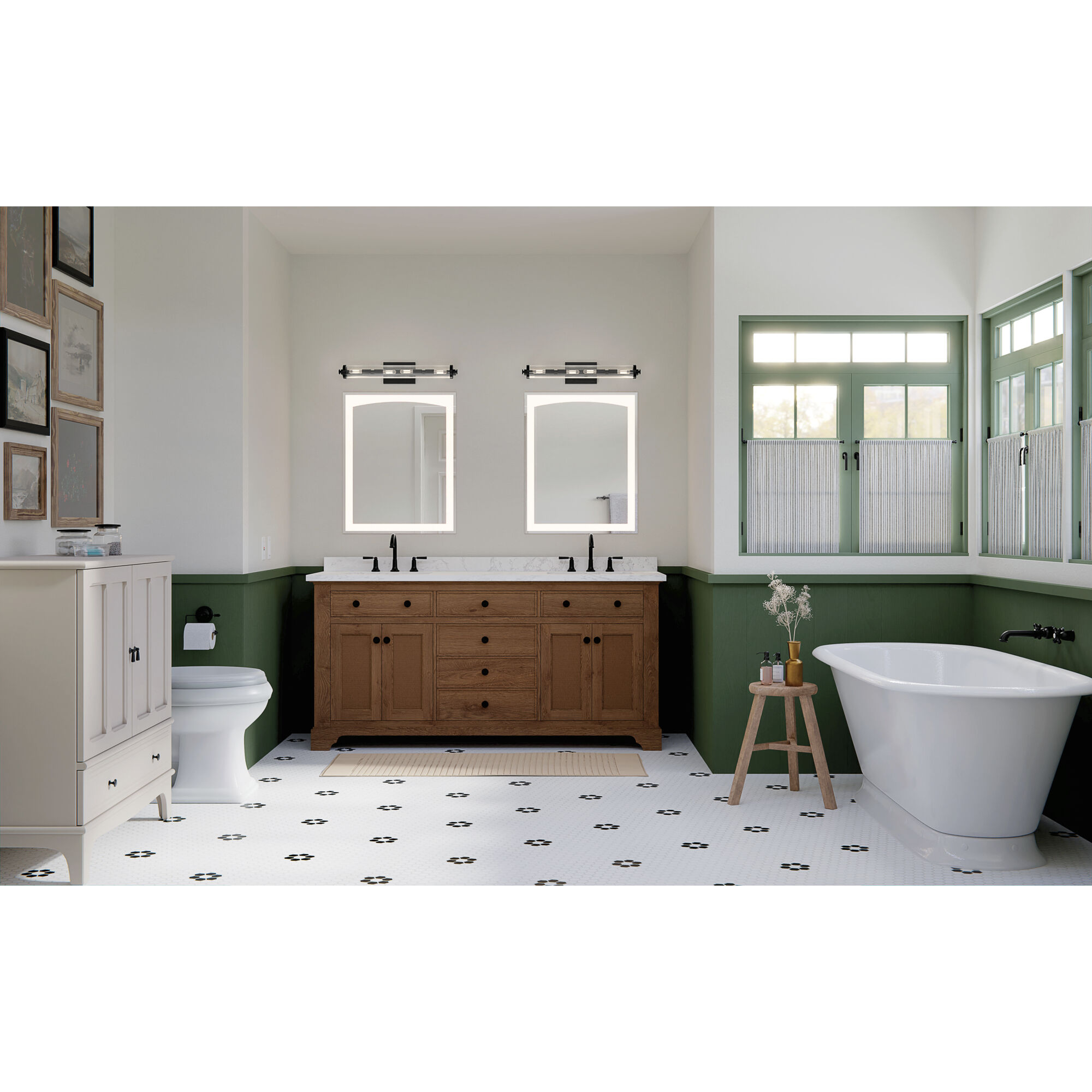 Azores 4 Light 25 inch Black Linear Bath Wall Light, Medium