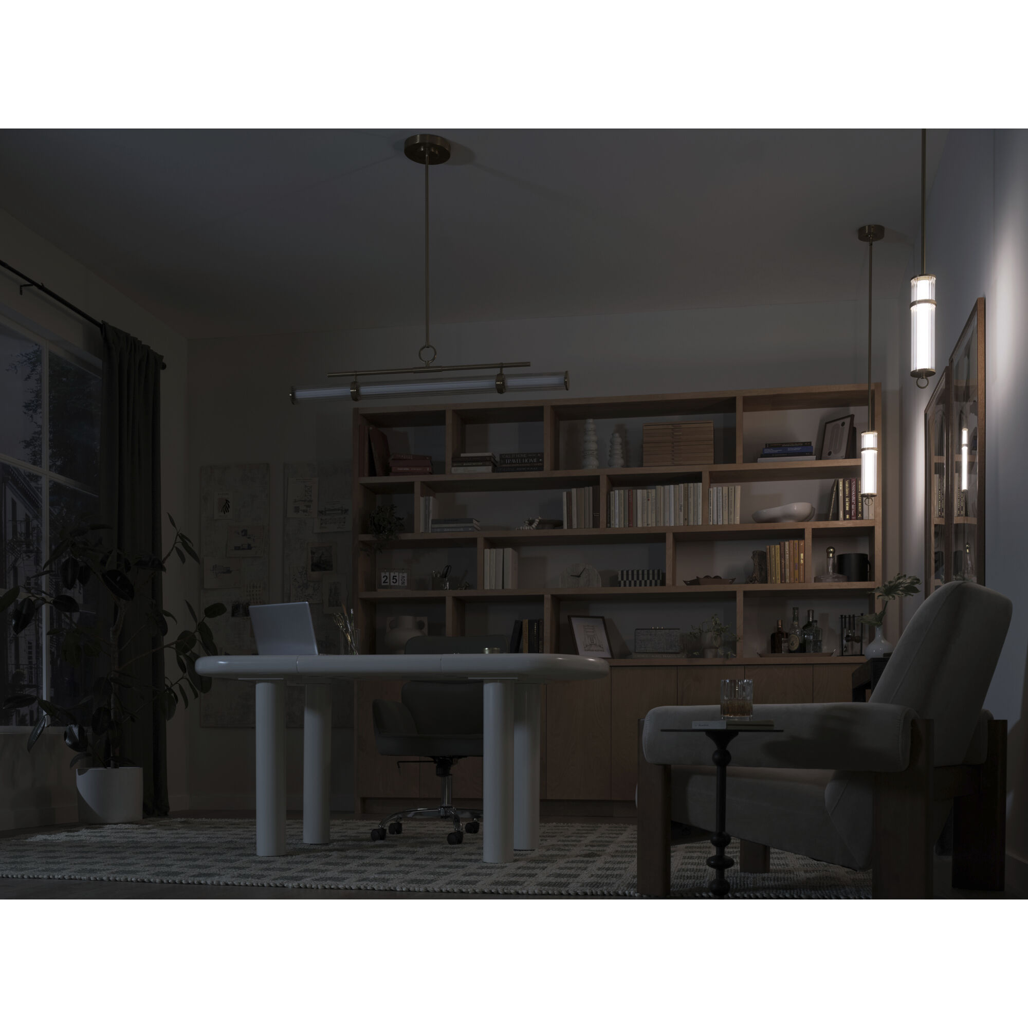 Riven LED 8 inch Champagne Bronze Chandelier Linear Ceiling Light