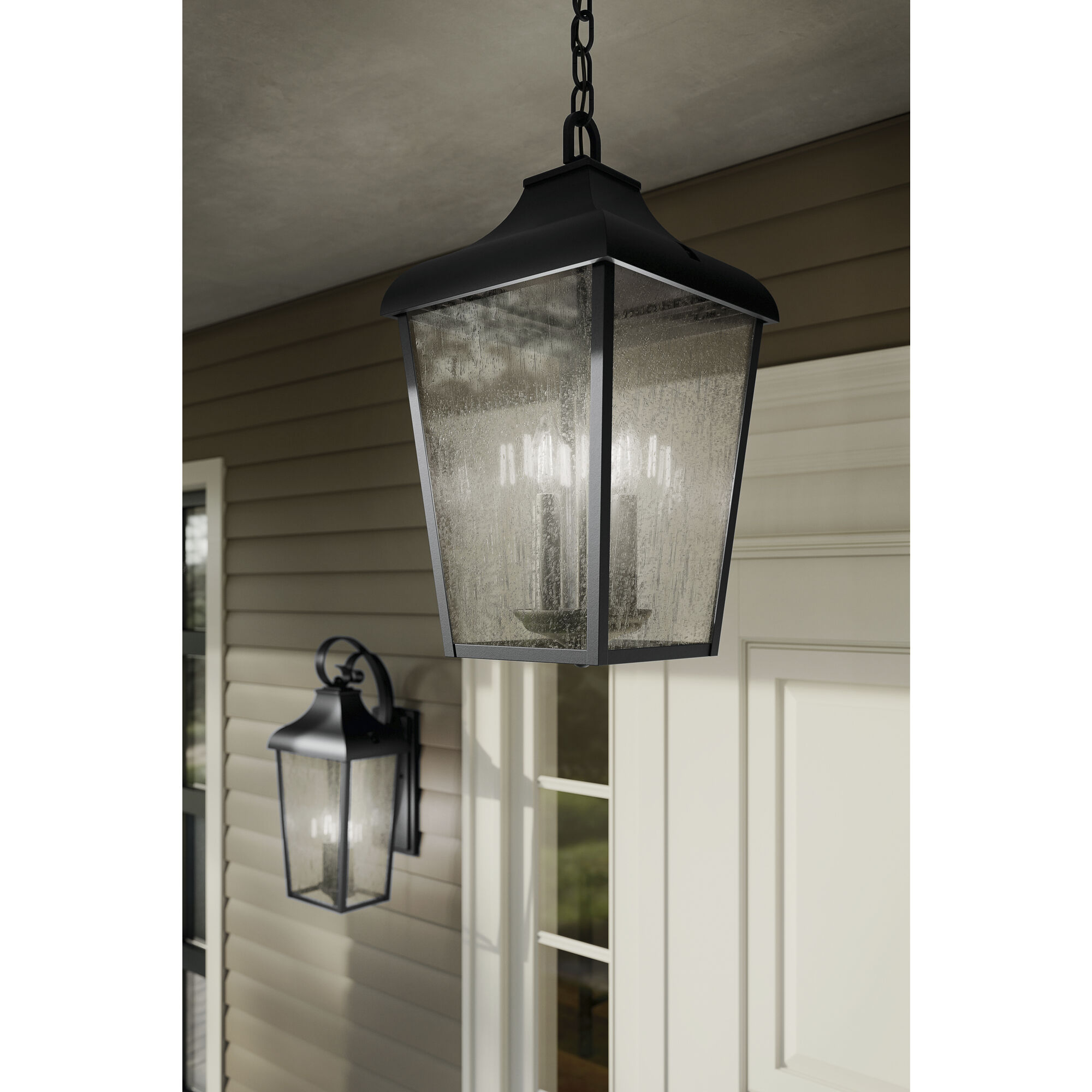 Forestdale 4 Light 10 inch Textured Black Outdoor Hanging Pendant
