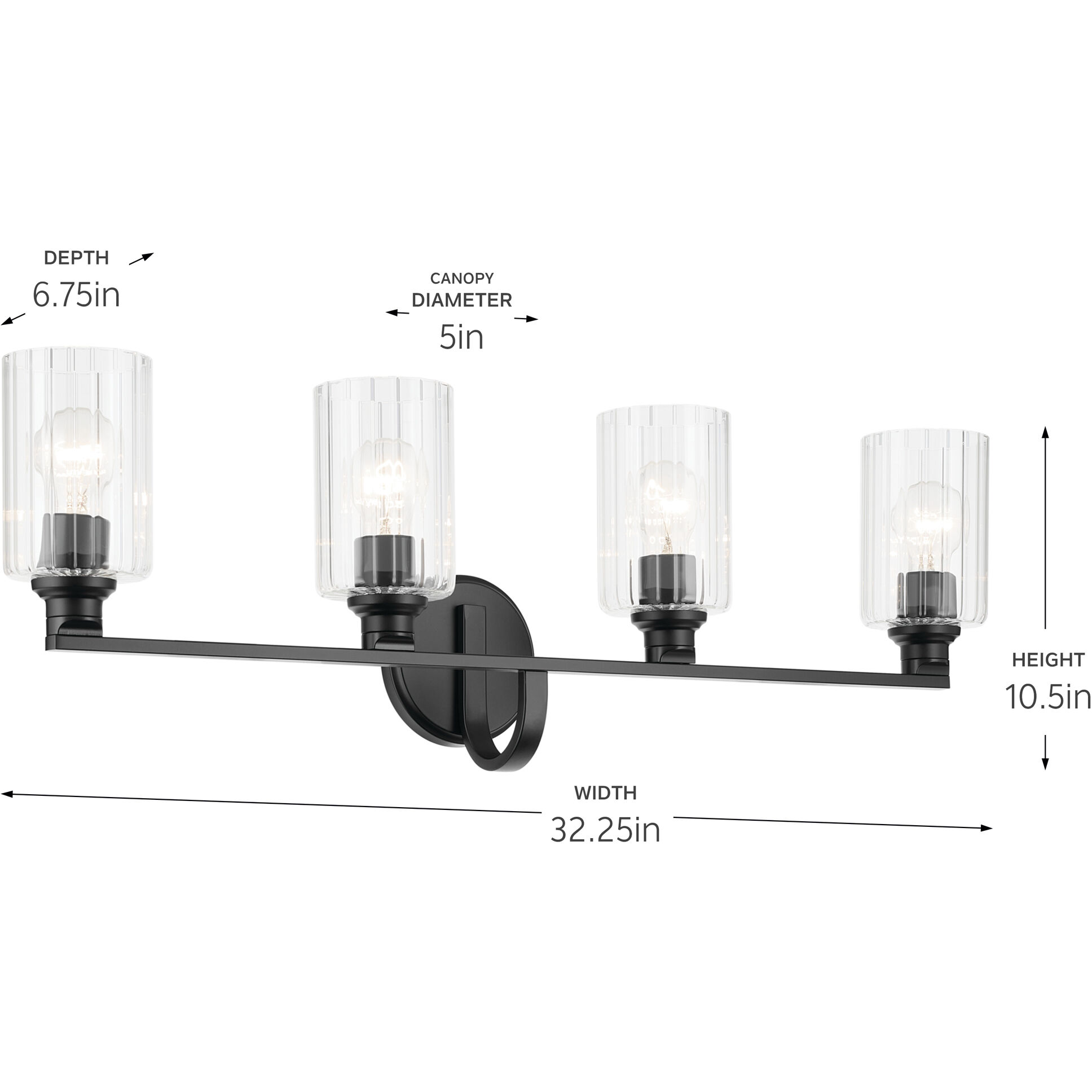 Gioe 4 Light 32.25 inch Black Vanity Light Wall Light