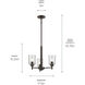 Shailene 3 Light Olde Bronze Mini Chandelier Ceiling Light in Clear
