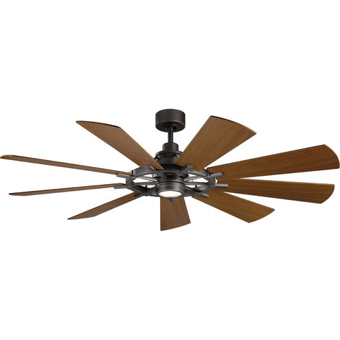 Gentry 65 inch Anvil Iron with Dist Antiq Gray Blades Ceiling Fan in Distressed Antique Gray/Walnut