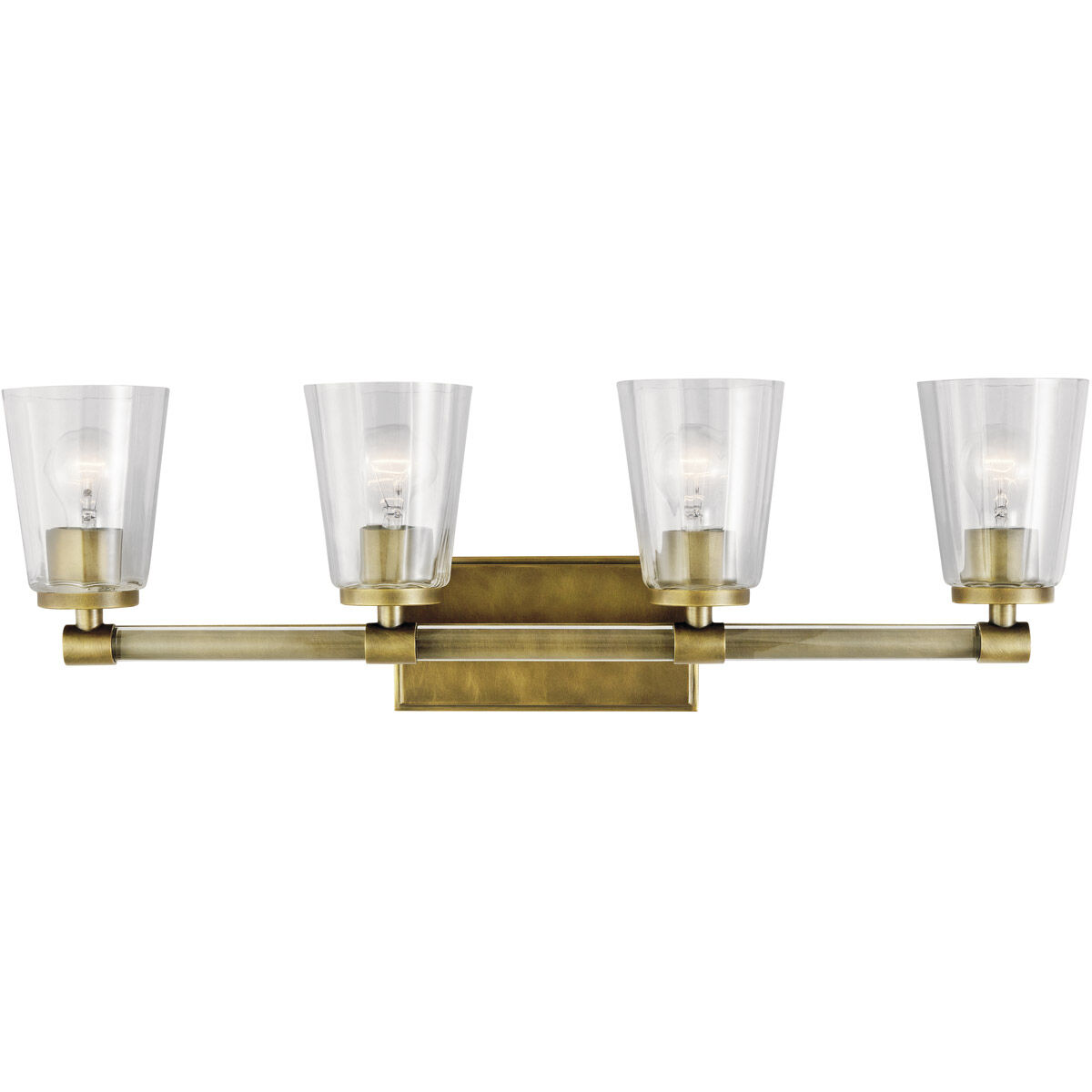 Audrea 4 Light 30 inch Natural Brass Wall Mt Bath 4 Arm Wall Light
