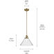 Avery 1 Light Natural Brass Pendant Ceiling Light