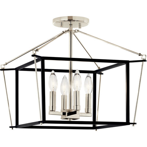 Eisley 4 Light 16 inch Polished Nickel Semi Flush Light Ceiling Light