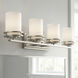 Hendrik 4 Light 34 inch Brushed Nickel Wall Mt Bath 4 Arm Wall Light in Satin Etched Cased Opal