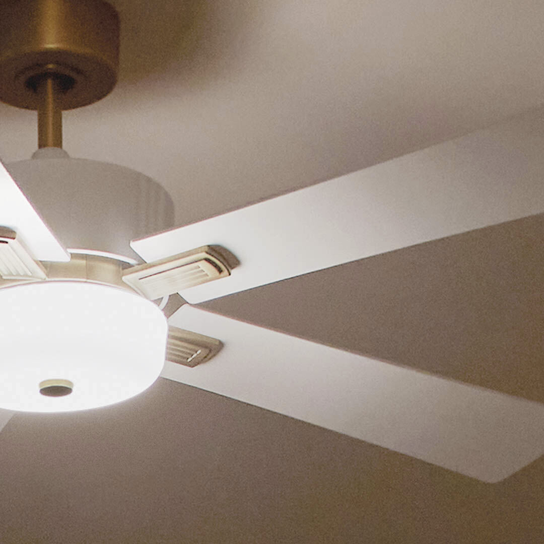 Icon 56 inch Brushed Natural Brass with White Blades Ceiling Fan