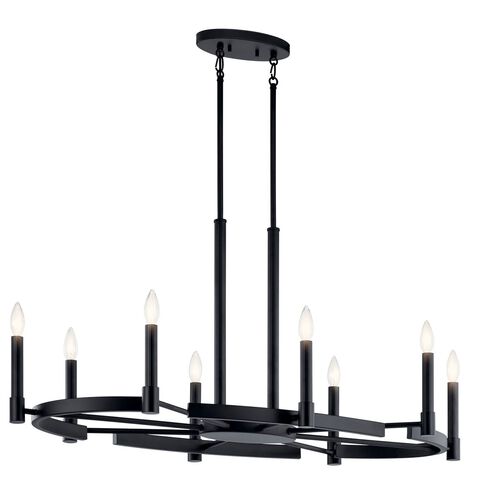 Tolani 8 Light 22 inch Black Chandelier Ceiling Light, Oval Pendant