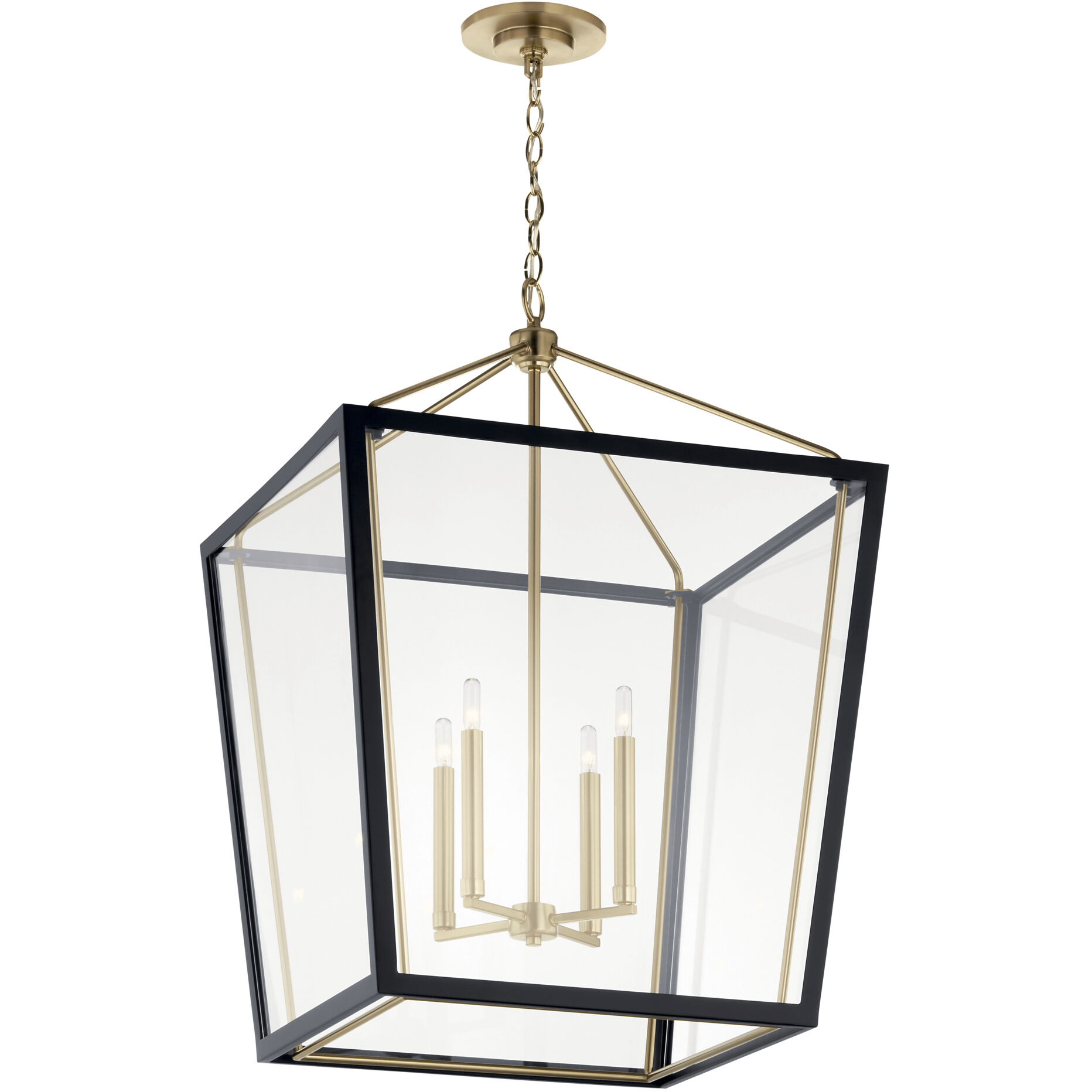 Delvin 4 Light 22.25 inch Champagne Bronze with Black Foyer Pendant Ceiling Light