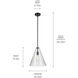 Everly 1 Light Black Pendant Ceiling Light