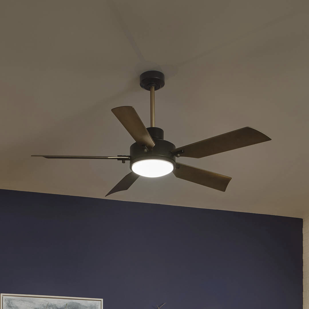 Guardian 54 inch Satin Black with Natural Brass Blades Ceiling Fan