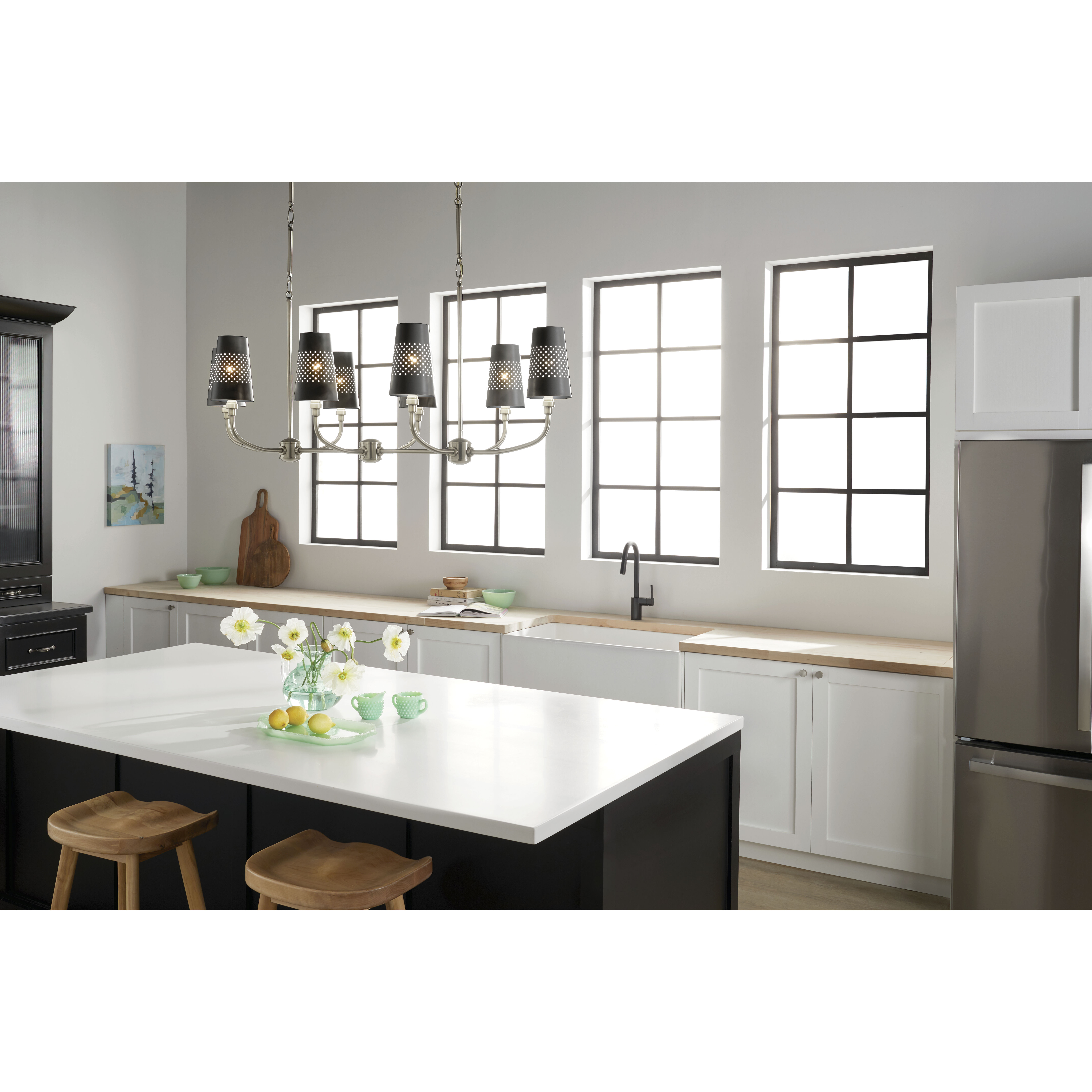 Adeena 8 Light 20.75 inch Classic Pewter Chandelier Linear Ceiling Light