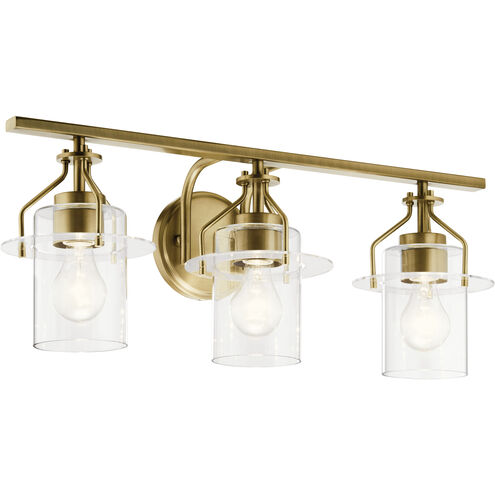 Everett 3 Light 24 inch Brushed Brass Bath Vanity Light Wall Light
