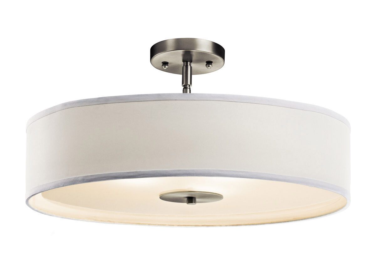 Kichler 42121NI Independence 3 Light 20 inch Brushed Nickel Pendant/Semi  Flush Ceiling Light, image size:495x356
