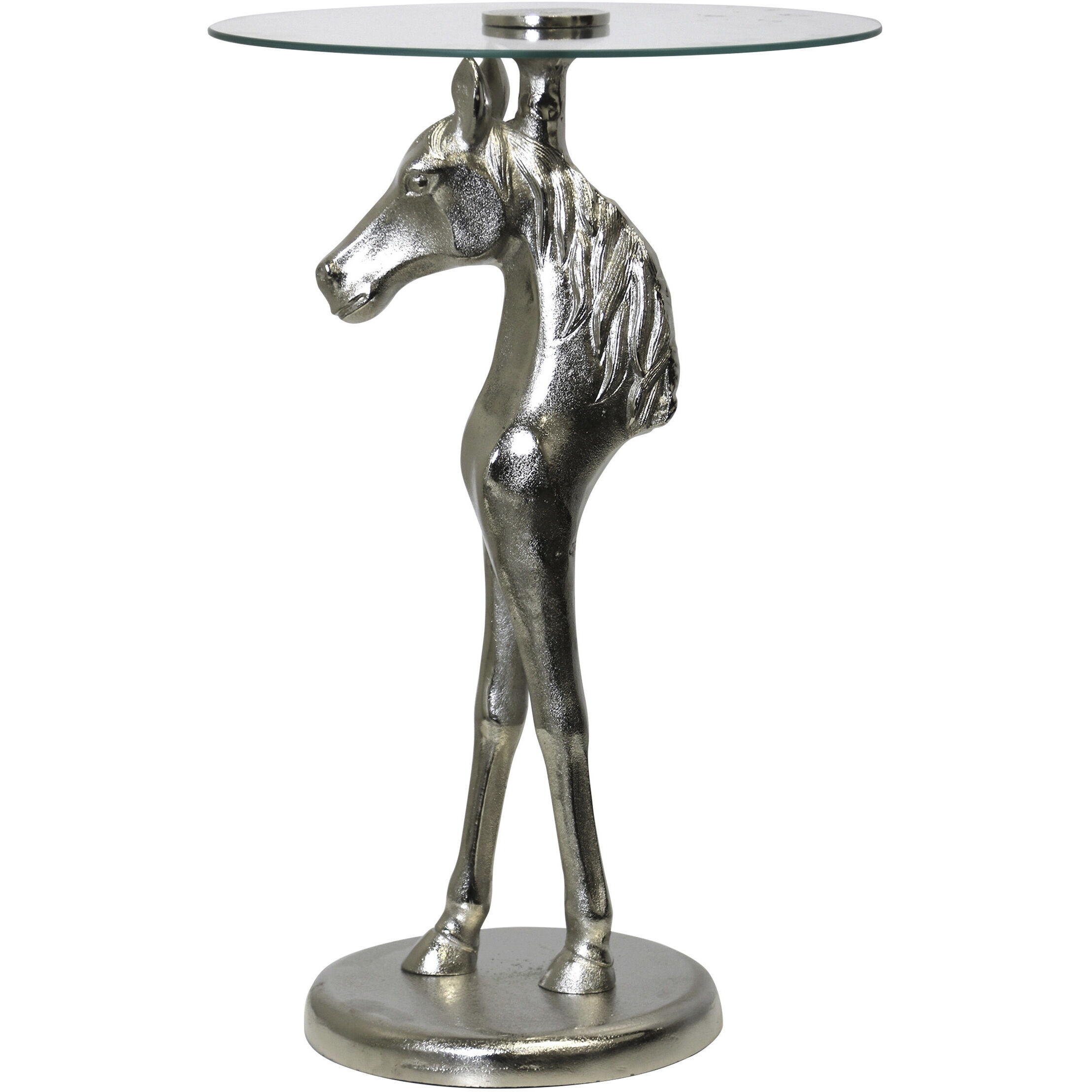 Equestrian 24.5 X 16 inch Nickel Plated and Clear Accent Table