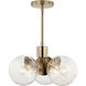 Silvarious 3 Light Champagne Bronze Chandelier/Semi Flush Ceiling Light in Clear Crackle