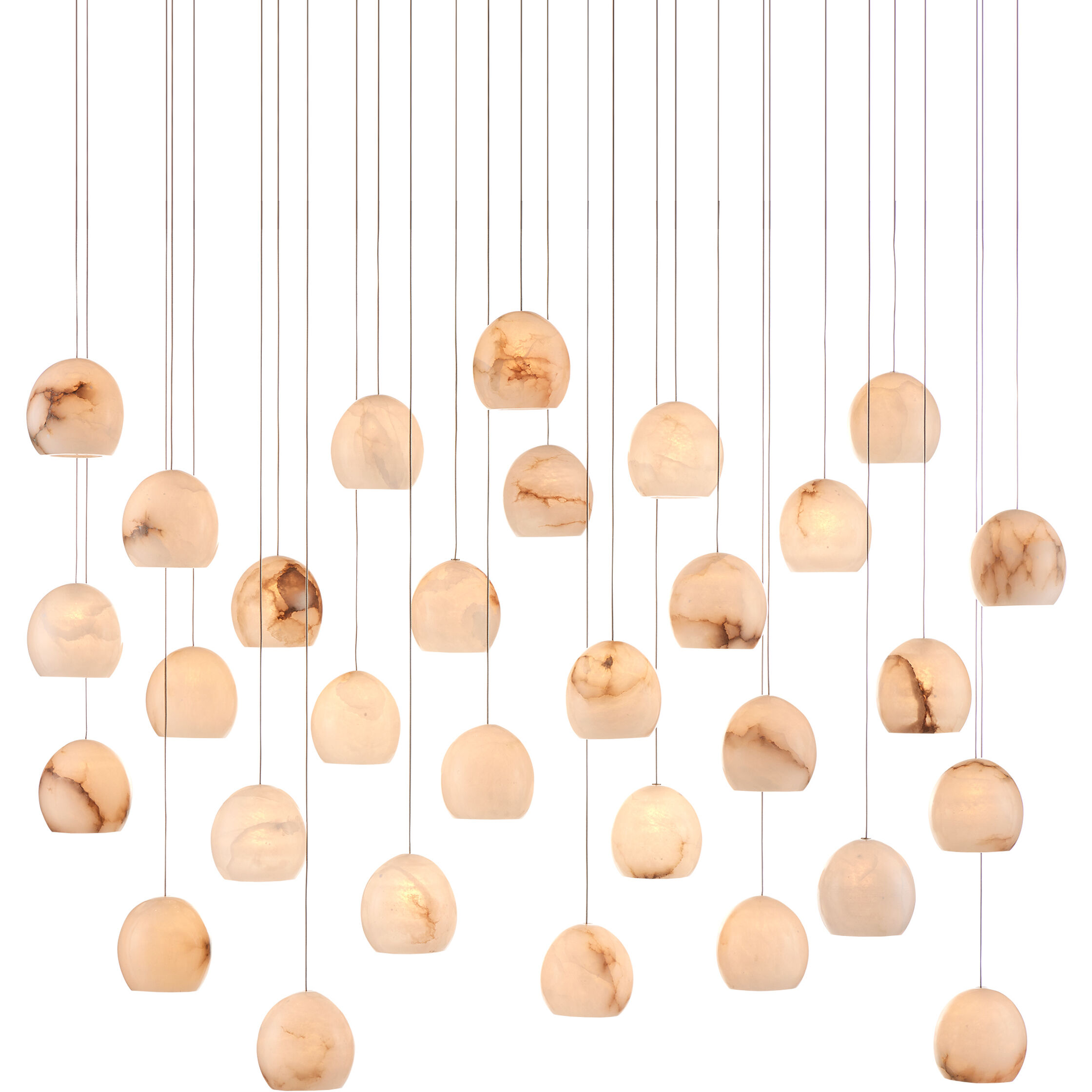 Lazio 30 Light 54 inch Natural/Painted Silver Multi-Drop Pendant Ceiling Light