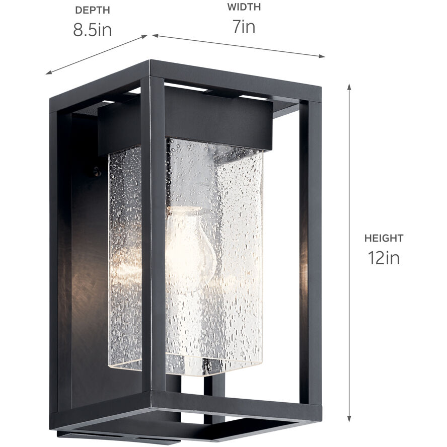 Mercer 1 Light 12 inch Black with Silver Highlights Outdoor Wall, Small
