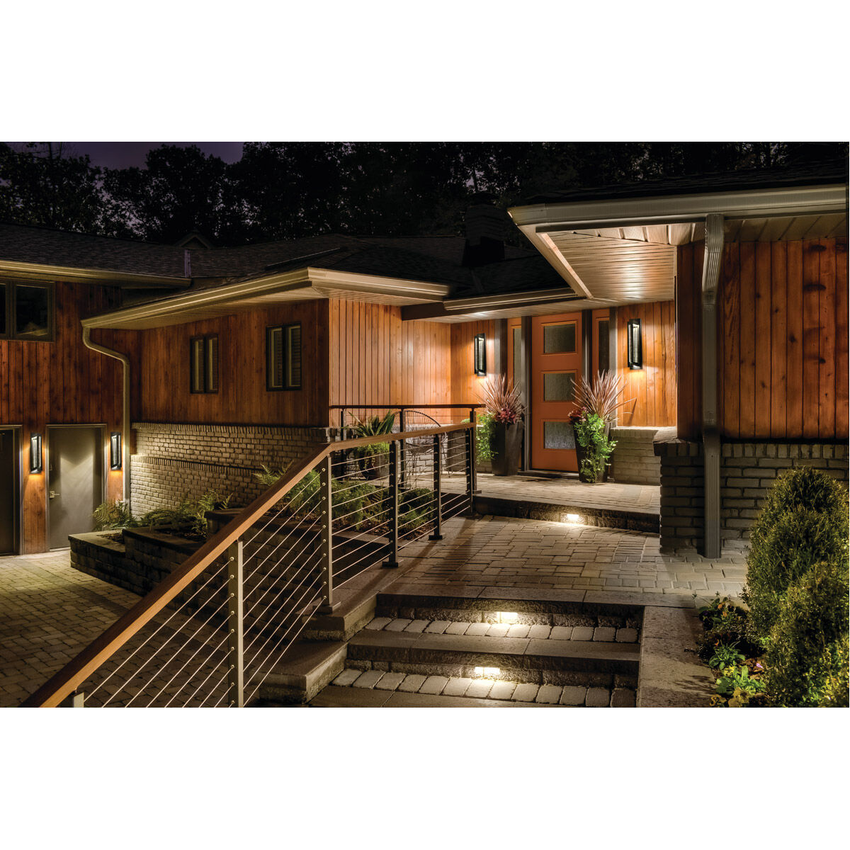 River Path LED 23 inch Textured Black Outdoor Wall, Large