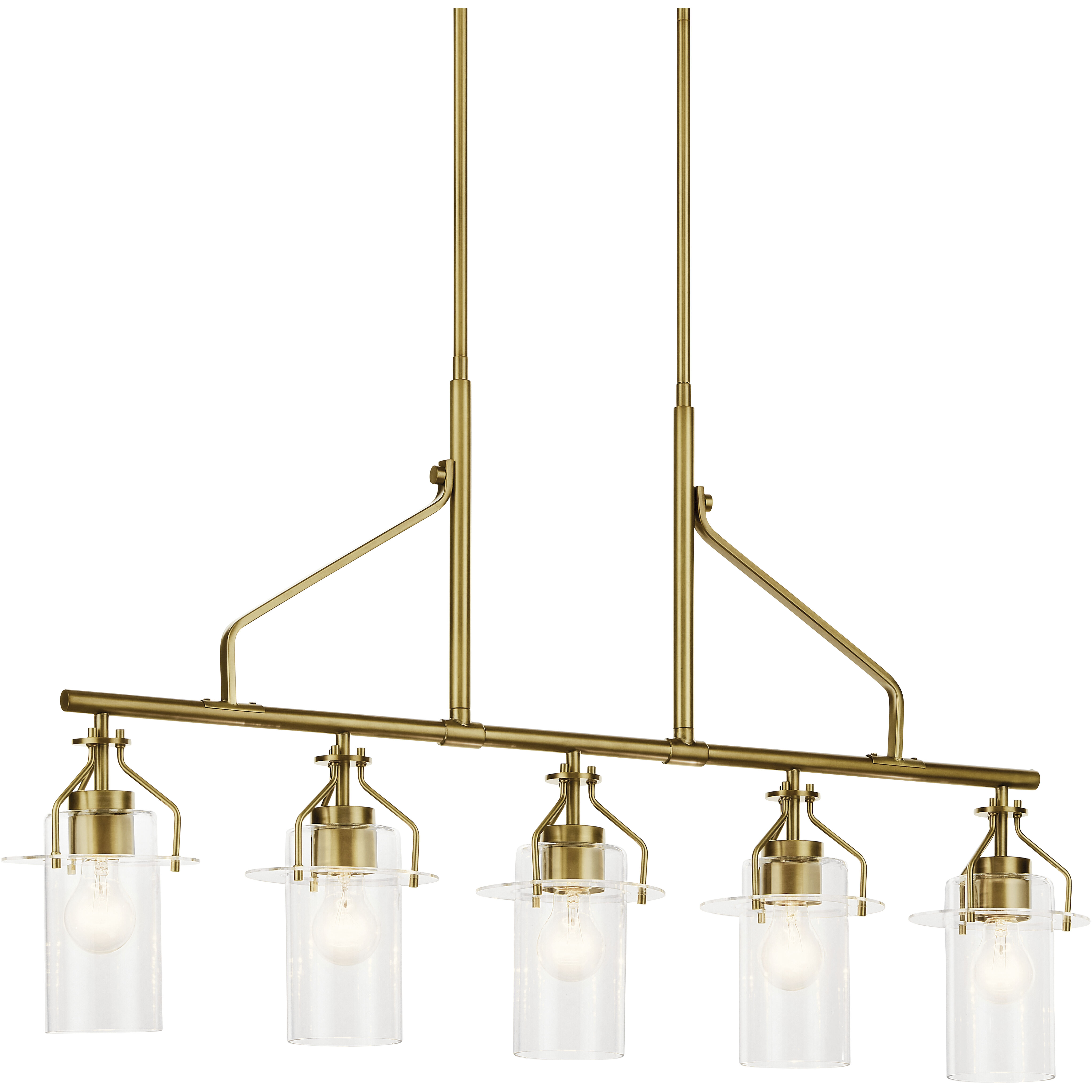 Everett 5 Light 6.5 inch Brushed Brass Chandelier Linear Ceiling Light in Natural Brass