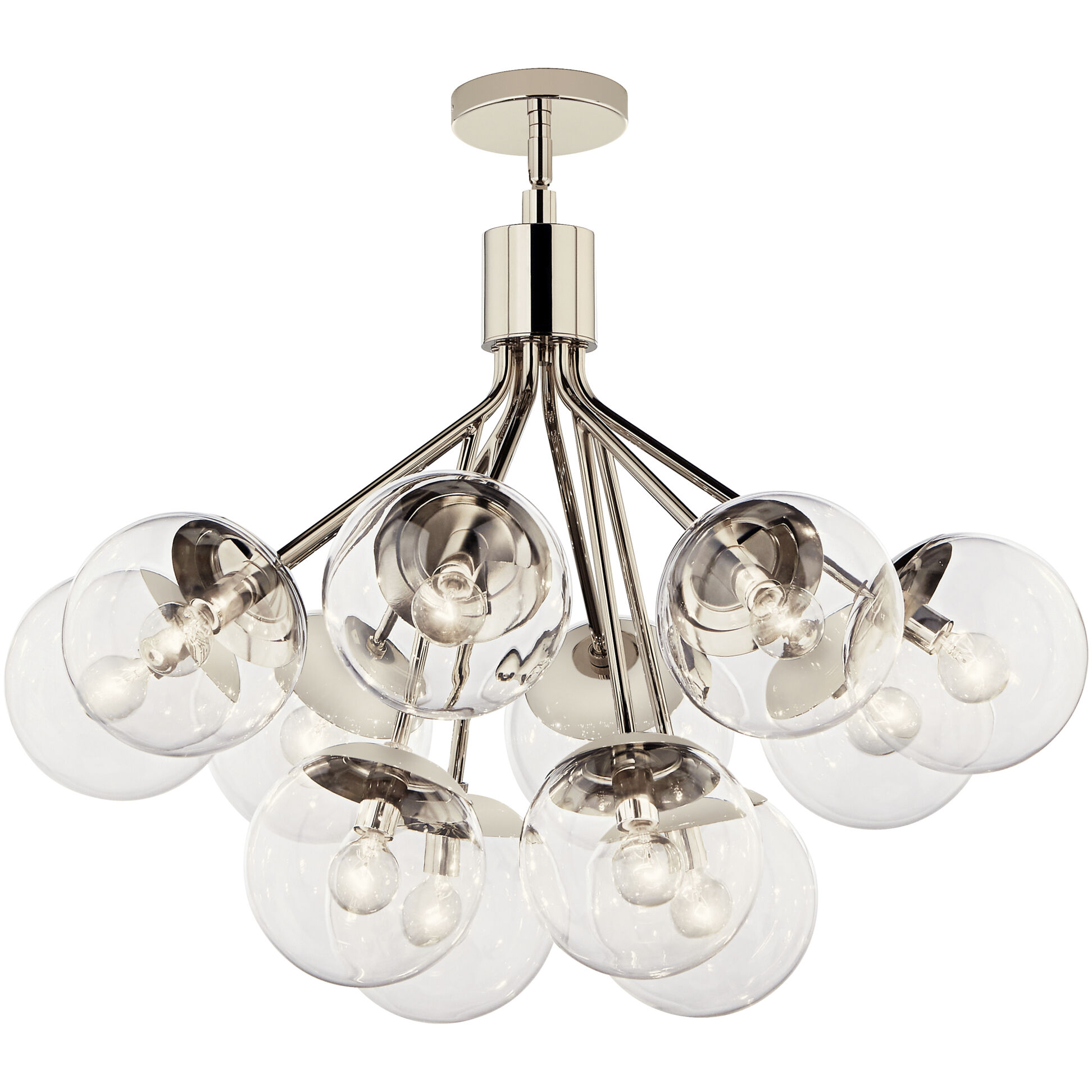 Silvarious 12 Light Polished Nickel Chandelier/Semi Flush Ceiling Light