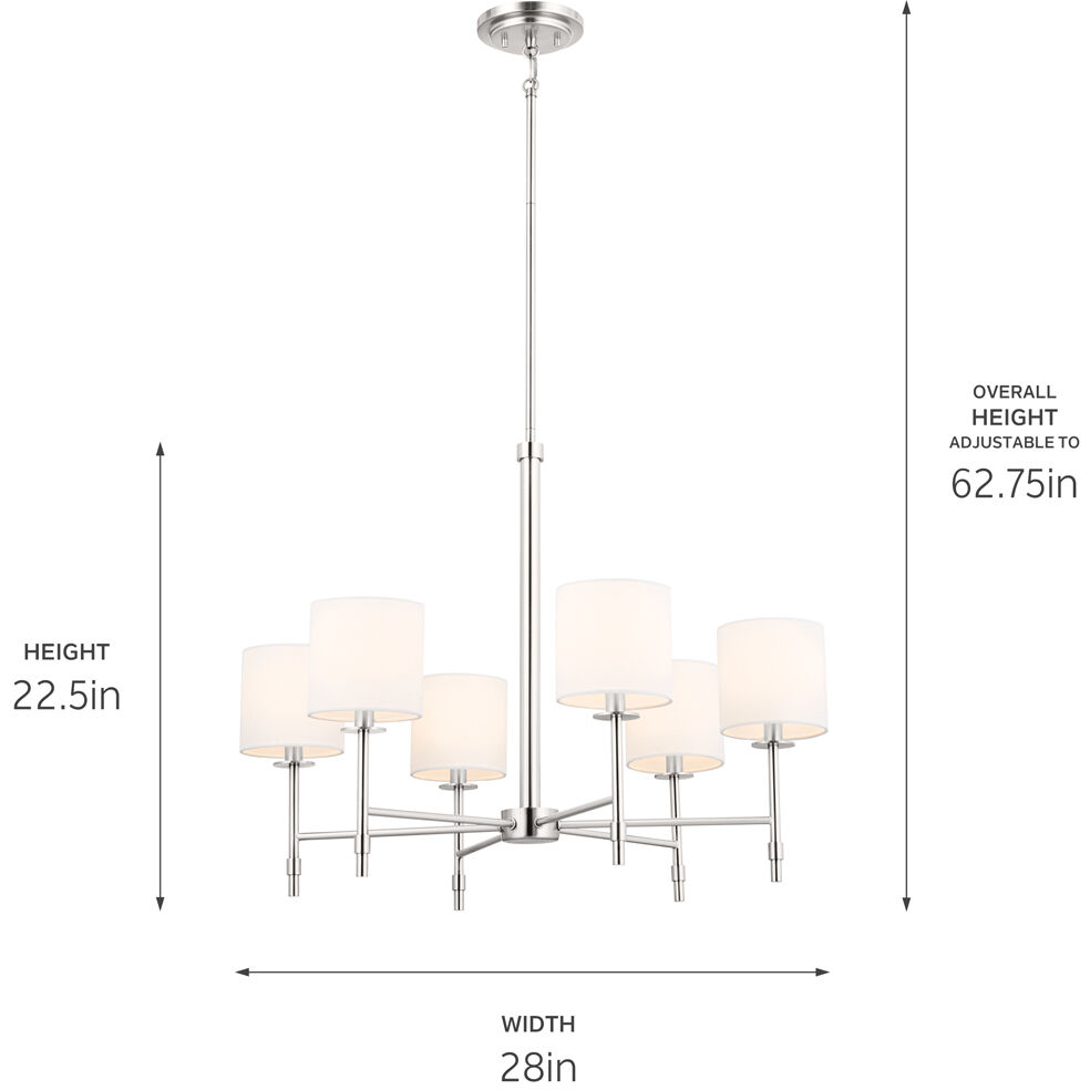 Ali 6 Light 28 inch Polished Nickel Chandelier Ceiling Light