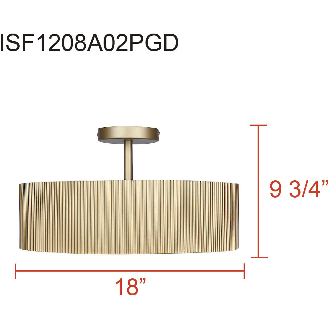 Scarlett 18 inch Gold Semi-Flush Mount Ceiling Light