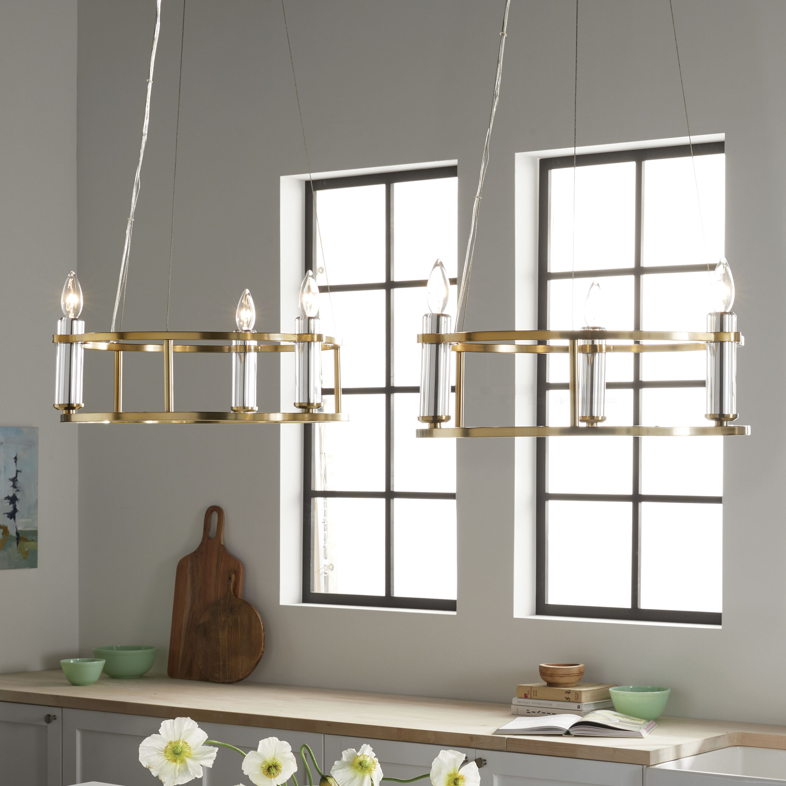 Rosalind 3 Light 19.5 inch Brushed Natural Brass Chandelier Ceiling Light